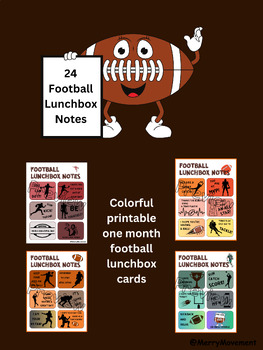 Preview of Football-Themed Lunchbox Notes, 24 Cards| Cute Football Puns, Positive Messages