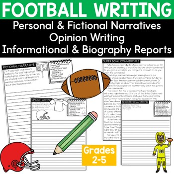 Preview of Football Themed Writing Prompts Opinion - Narratives - Informational - Biography