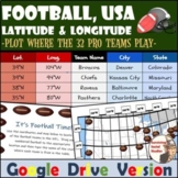 Football, USA - Latitude and Longitude Digital Geography Activity