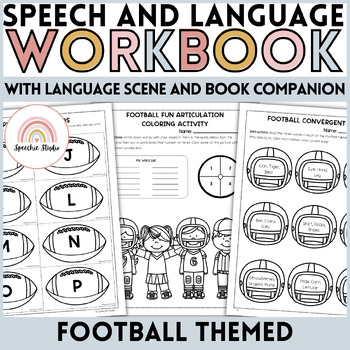 Preview of Football Themed Language and Articulation Workbook for Speech Therapy NO PREP