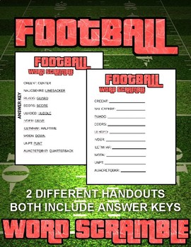 Football Word Scramble by ROOMBOP | Teachers Pay Teachers