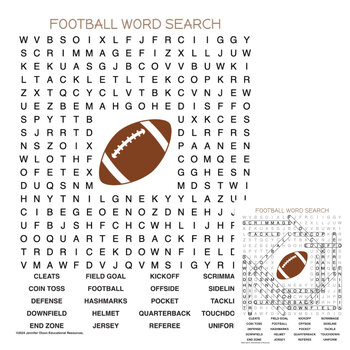 Football Word Search by Jennifer Olson Educational Resources | TPT