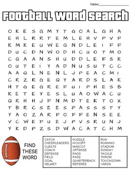 Football Word Search: 3 Difficulties by ROOMBOP | TpT