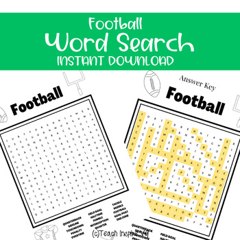 Football Word Search Activity - Sports by Mochateacher