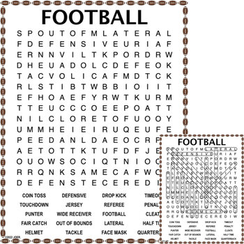 Football Word Search + EASEL Activity by Jennifer Olson Educational ...