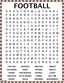 Football Word Search + EASEL Activity by Jennifer Olson Educational ...