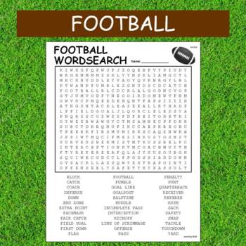 Football Word Search Physical Education PE by Cosmo Jack's Technology ...