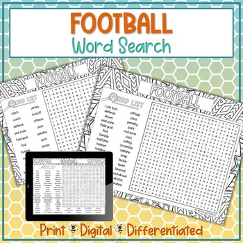 Preview of Football Word Search Puzzle Activity