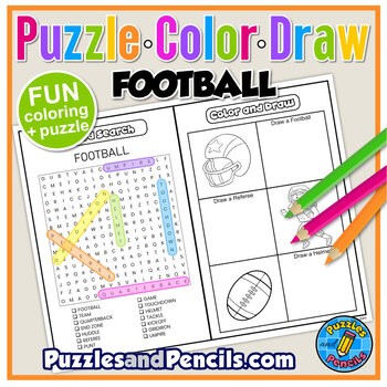 Preview of Football Word Search Puzzle and Coloring Activity | Puzzle, Color, Draw