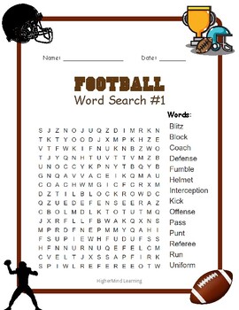 Football Word Searches and Scrambles by HigherMind Learning | TPT