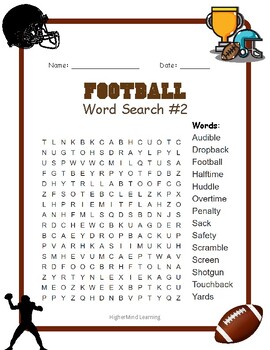 Football Word Searches and Scrambles by HigherMind Learning | TPT