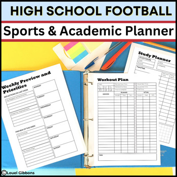 Preview of High School Football Player Planner, Academic Year, Football Workout & Exercise