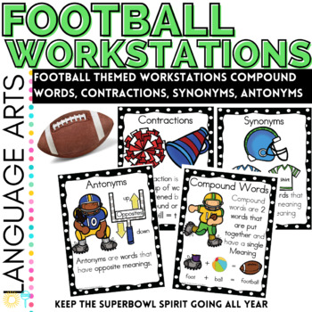 Preview of ELA Activities Compound Words, Synonyms, Antonyms, Contractions Football Theme