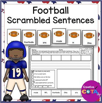 Preview of Occupational Therapy Football Scrambled Build a Sentence Writing Activities