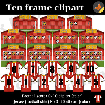 Preview of Soccer (Football score), Ten frame template, Soccer ten frame clipart