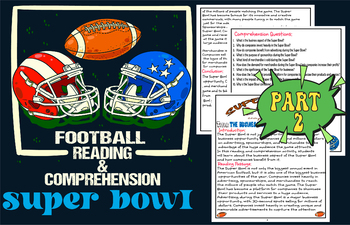 Preview of Football super bowl reading & comprehension for 10 th to 12th grade students 2