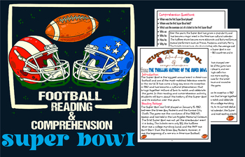 Preview of Football super bowl reading & comprehension for 10 th to 12th grade students