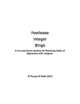 Preview of Footloose Integer Bingo