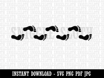 Preview of Footprint Tracks B&W Clipart Digital Download SVG PNG JPG Cut File Commercial