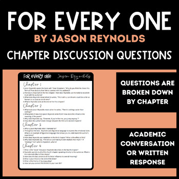 Preview of For Every One by Jason Reynolds Chapter Discussion Questions