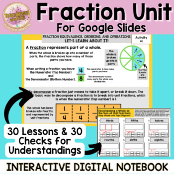 Preview of For Slides: Digital Interactive Fractions Notebook- 30 LESSON! Over 60 Slides!