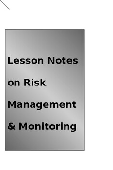 Preview of For Teachers - Lesson Note on Risk Management & Monitioring