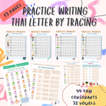 Preview of For beginner practice tracing THAI letter (Thai consonants, vowels and tones)