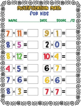 Preview of For practice thinking skills and enjoy multiplication math for kids