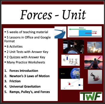 Preview of Forces Complete Unit Bundle - Lessons, Worksheets & Assessments