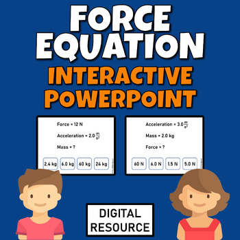 Preview of Force Mass Acceleration Equation Interactive Powerpoint Digital Resource
