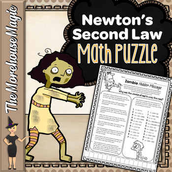Preview of NEWTON'S 2nd LAW, FORCE, MASS, & ACCELERATION MATH PUZZLE - ZOMBIES!