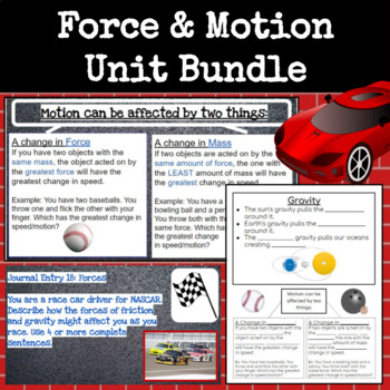 Preview of Force & Motion Bundle (Slideshow and Note Packet) 5th Grade Science