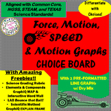 Force, Motion, Calculating SPEED & Motion Graphs CHOICE BOARD