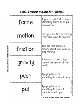 Preview of Force & Motion Interactive Notebook Foldable FREEBIE