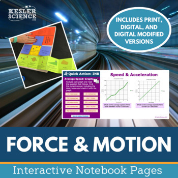 Preview of Force & Motion Interactive Notebook Pages - Print or Digital INB