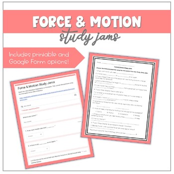 Preview of Force & Motion Study Jams (Printable & Digital Versions)