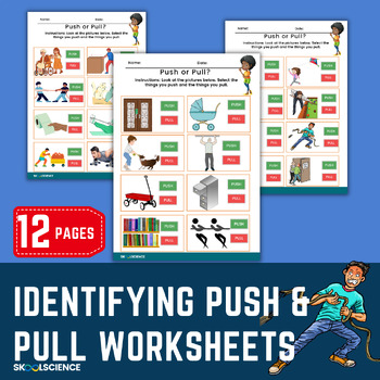 Preview of Force & Motion Worksheets: Engaging Push & Pull Activities Kindergarten to First