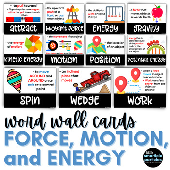 Preview of Force and Motion Science Vocabulary Word Wall Cards for 3rd, 4th, and 5th Grade