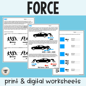 Preview of Force - Reading Comprehension Worksheets