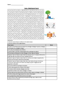 Preview of Force - Word Search Puzzle Worksheet Activity (Printable)