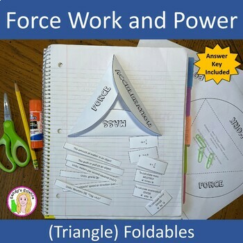 Preview of Force Work and Power (triangle) Foldables