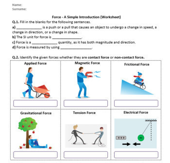 Force - Worksheets | Distance Learning by Science Worksheets | TpT