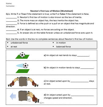 Force - Worksheets | Distance Learning by Science Worksheets | TpT