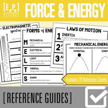 Preview of Force and Energy Science Anchor Charts | Posters | Reference Guides