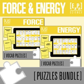 Preview of Force and Energy Vocabulary Activity | Digital and Print Science Puzzles