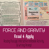 Force and Gravity Reading Comprehension Interactive Notebook
