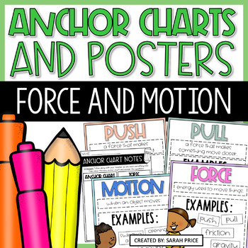 Preview of Force and Motion 2nd & 3rd Grade Science Posters and Motion Anchor Charts