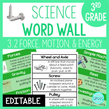 Preview of Force and Motion: 3rd Grade Science Word Wall