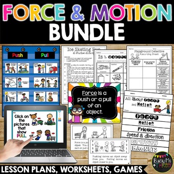 Preview of Force and Motion Activities Bundle Lesson Plans Posters Games and Boom Cards