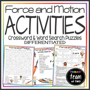 Preview of Force and Motion Activities Crossword Puzzle and Word Searches